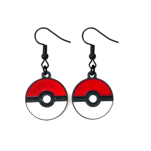 Black Pokéball earrings - Picture 1 of 5